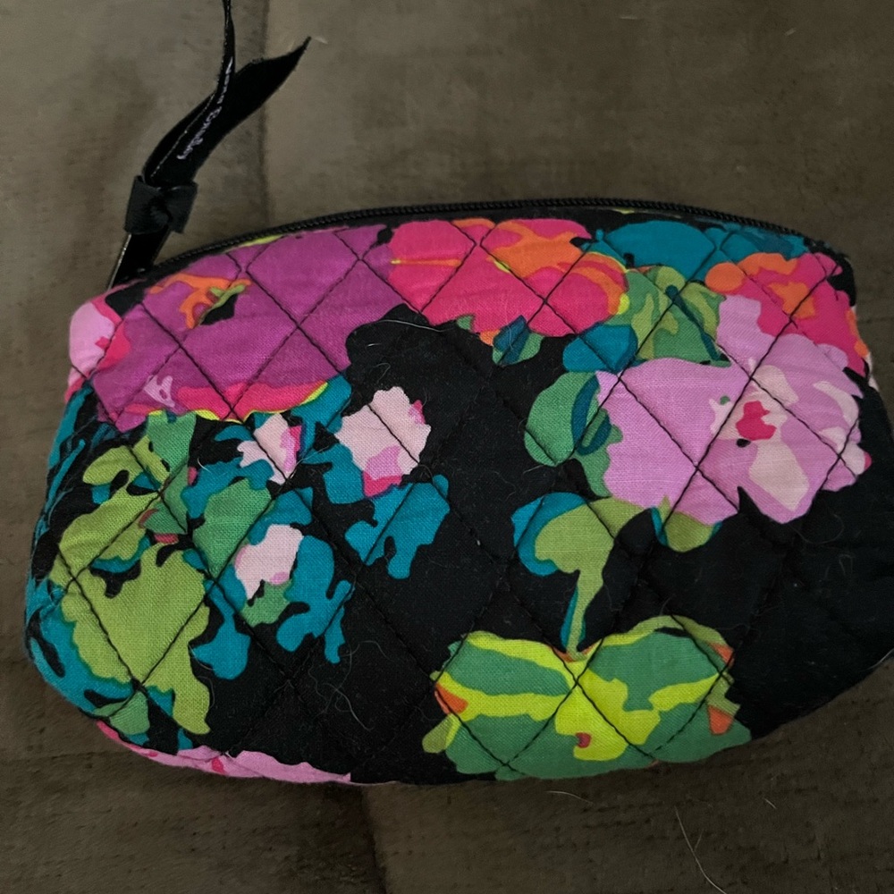 Vera Bradley Pink and Green Quilted Cosmetic Bag